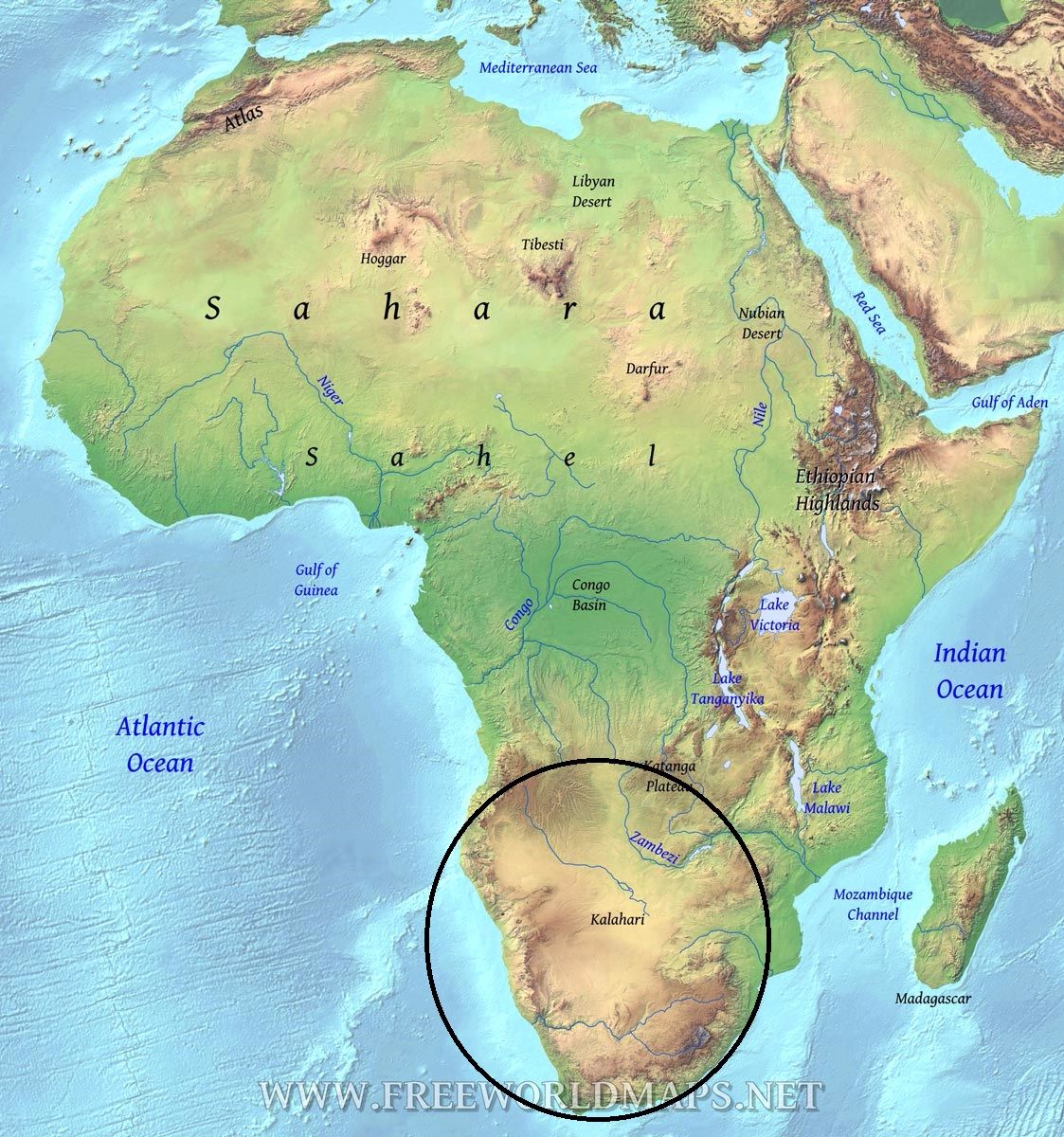 Map Of Kalahari Desert In Africa World Map