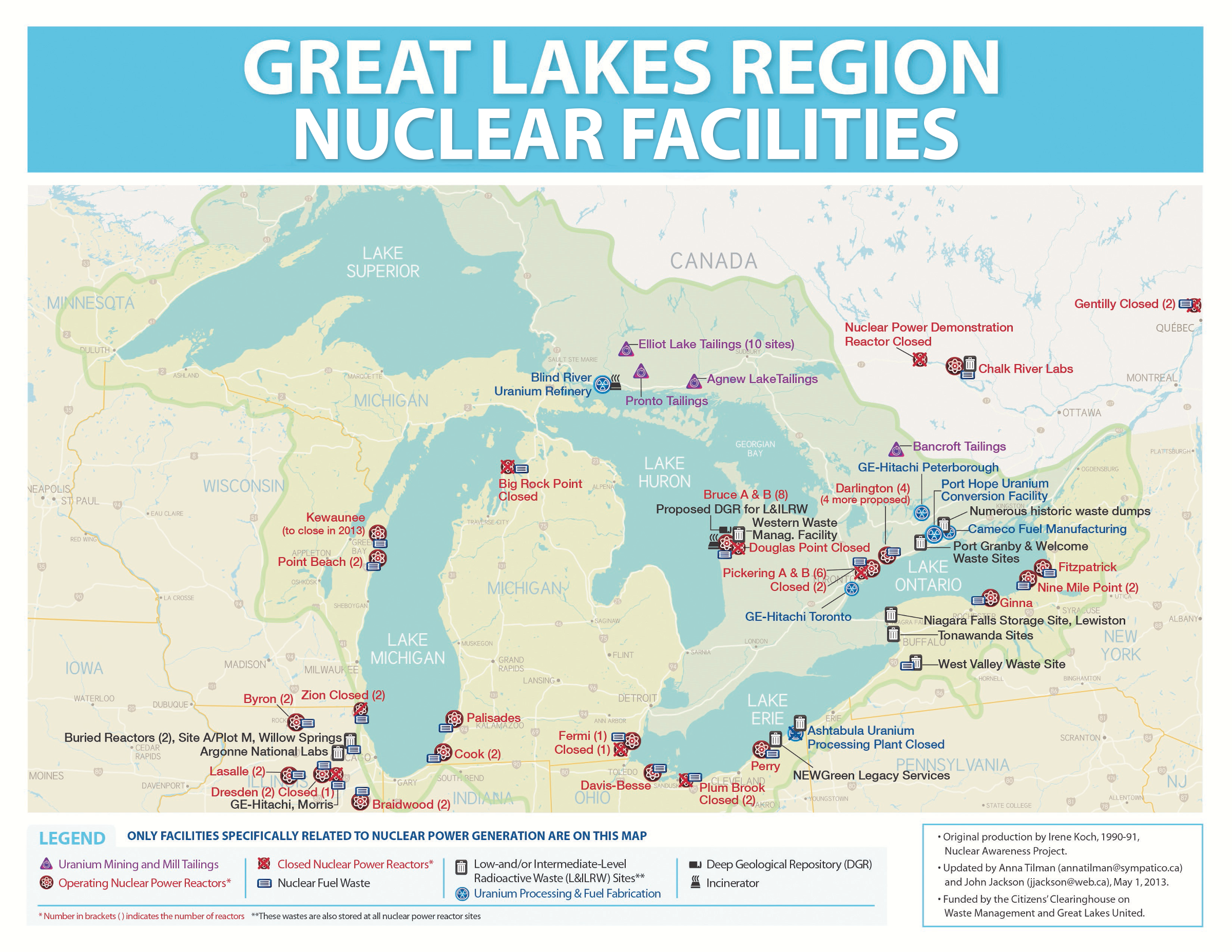 Nuclear Power Plants In Michigan Map Nuclear Power Facilities in the Great Lakes Basin