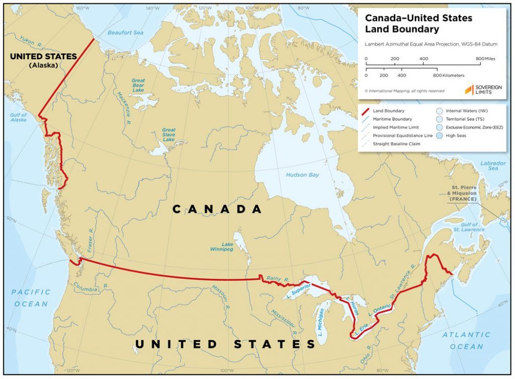 us canada border map Types Of Political Boundaries us canada border map